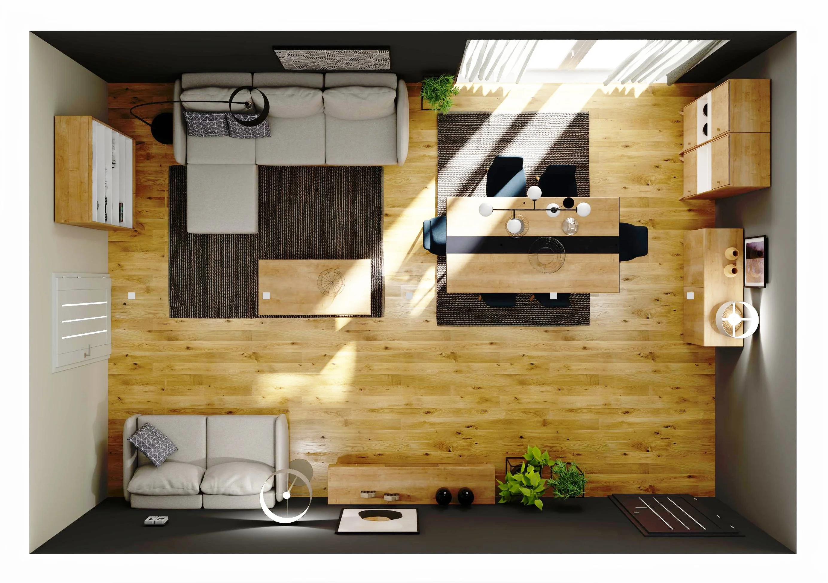 Grafitowy living room z jadalnią