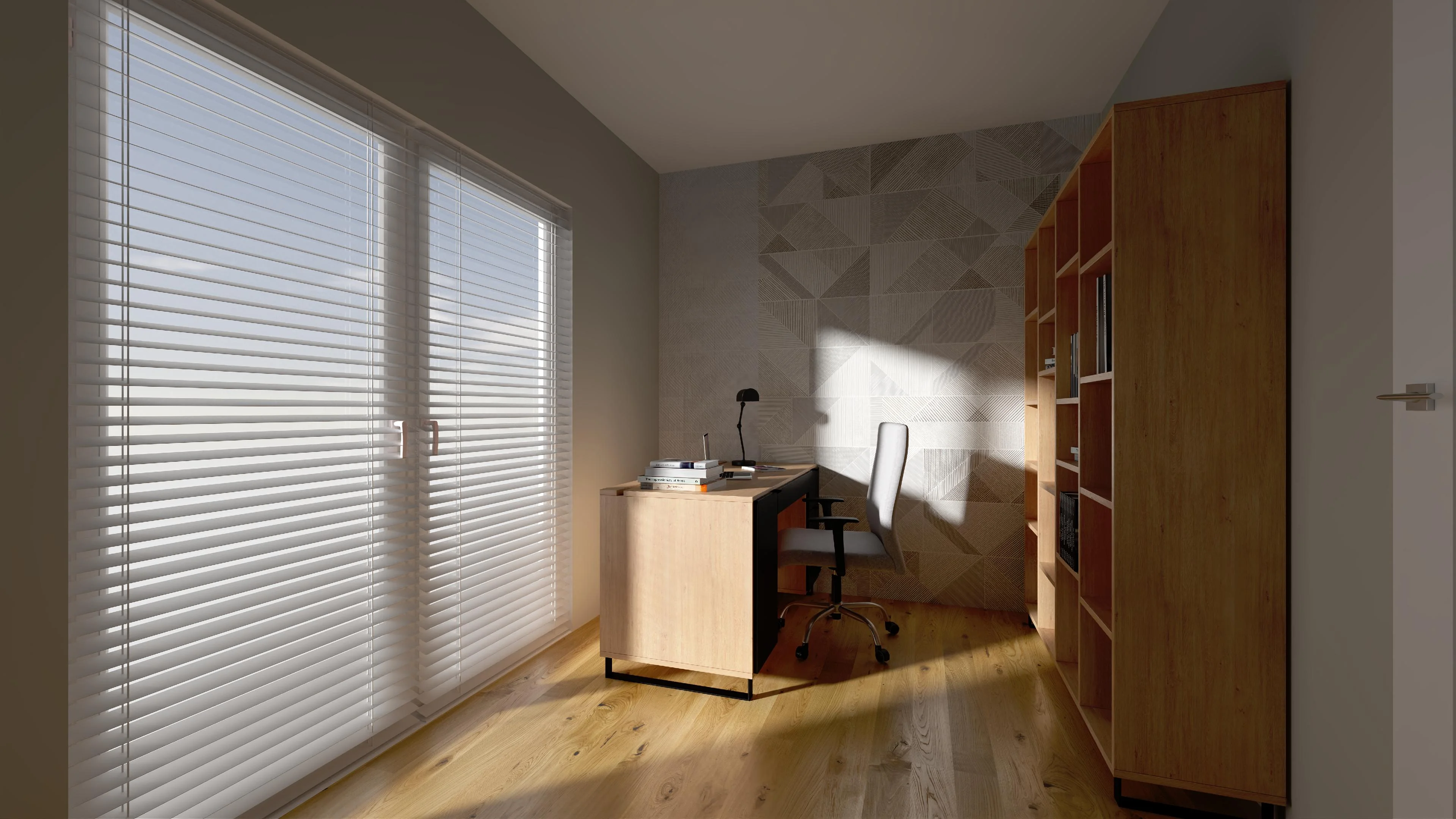 Małe home office z sofą do relaksu
