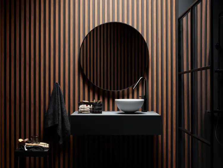 Lamele w łazience o minimalistycznym charakterze