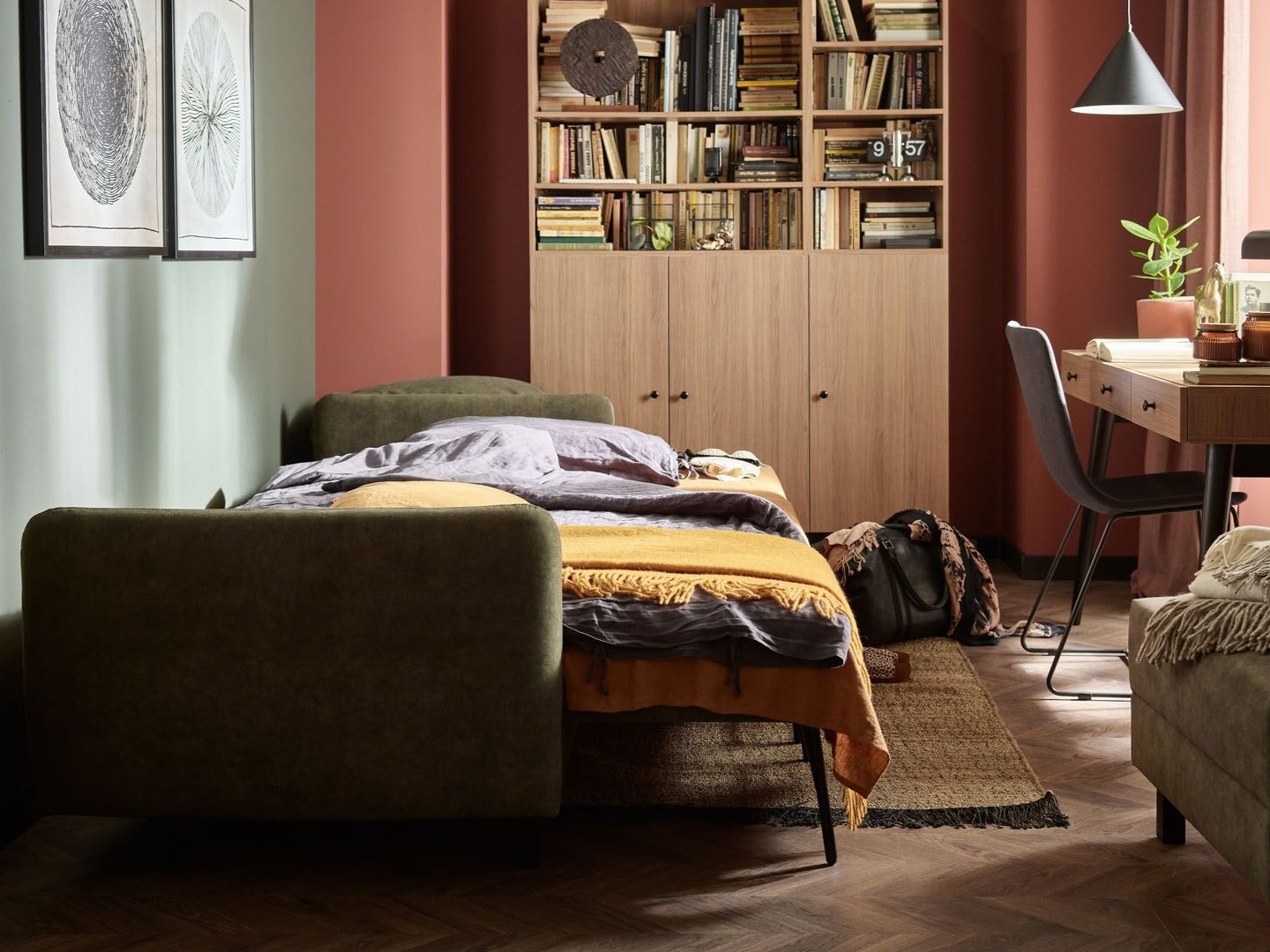 rozłożona sofa