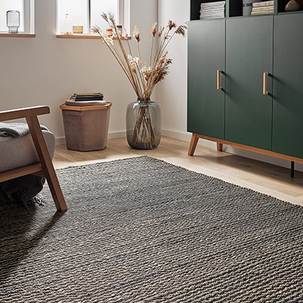 Carpet 170x240 Jute Black arrangement