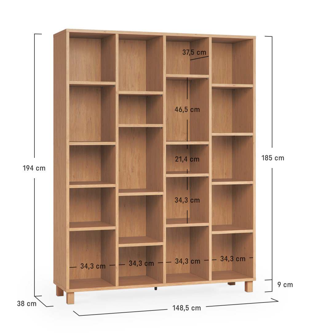 Wide bookcase 4x5 Simple | VOX