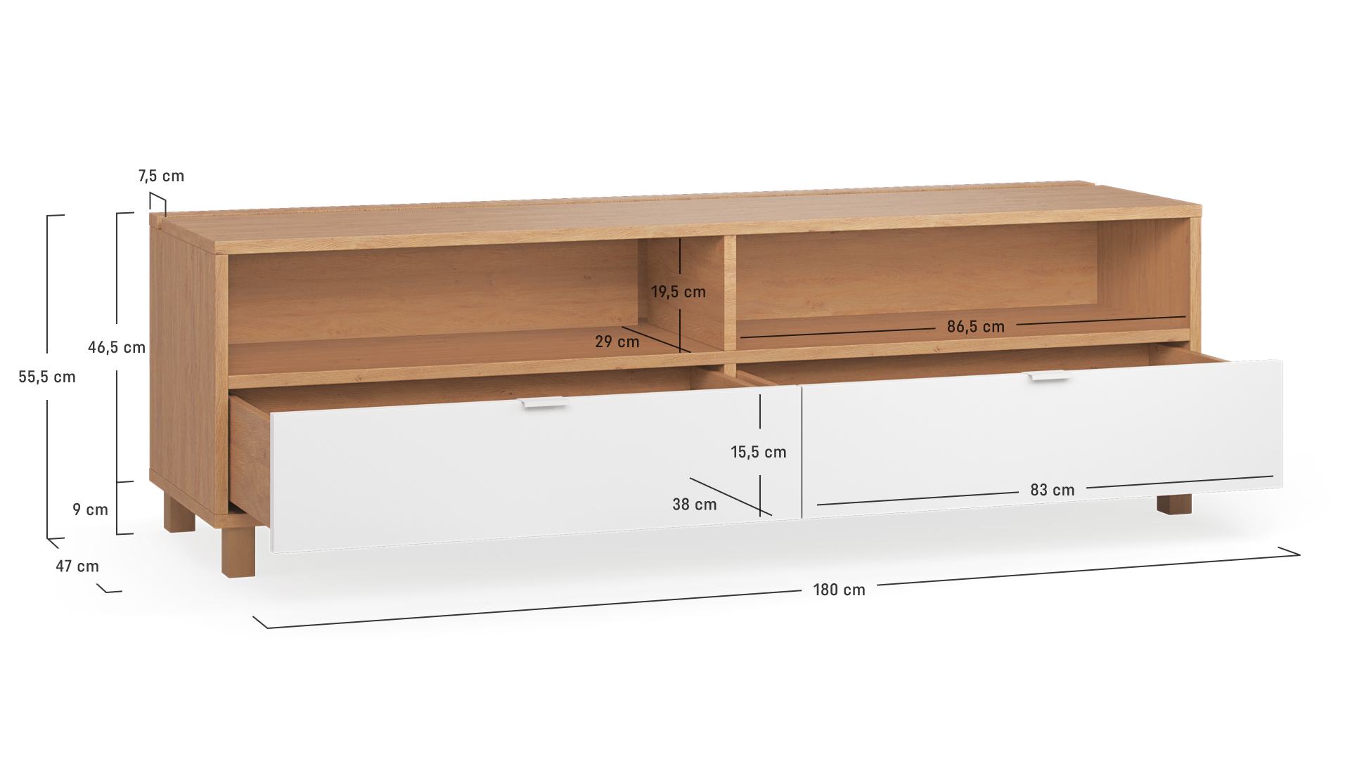 TV unit 180 with functional slat Simple | VOX