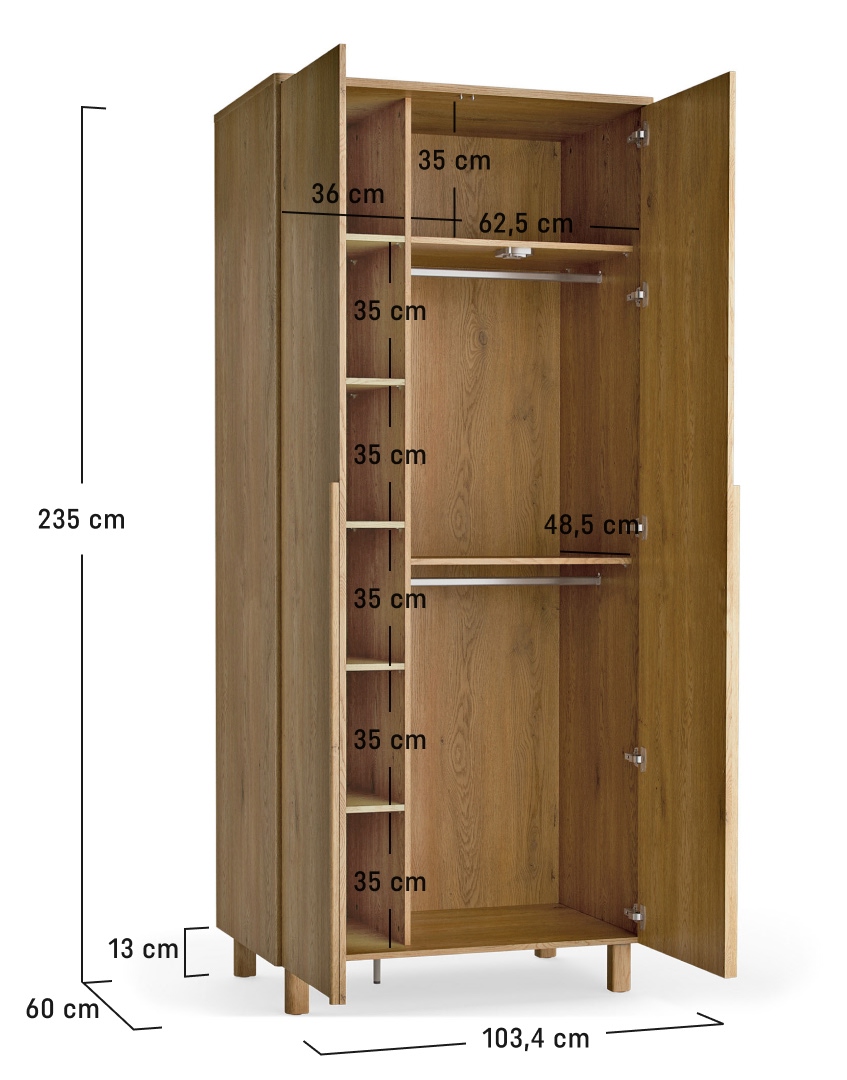2-door wardrobe with lighting Well - Widok techniczny