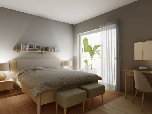 Wygodna sypialnia z wyjściem na balkon