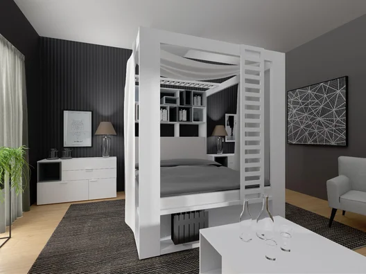Elegancka sypialnia dla pary w kolorach black & white