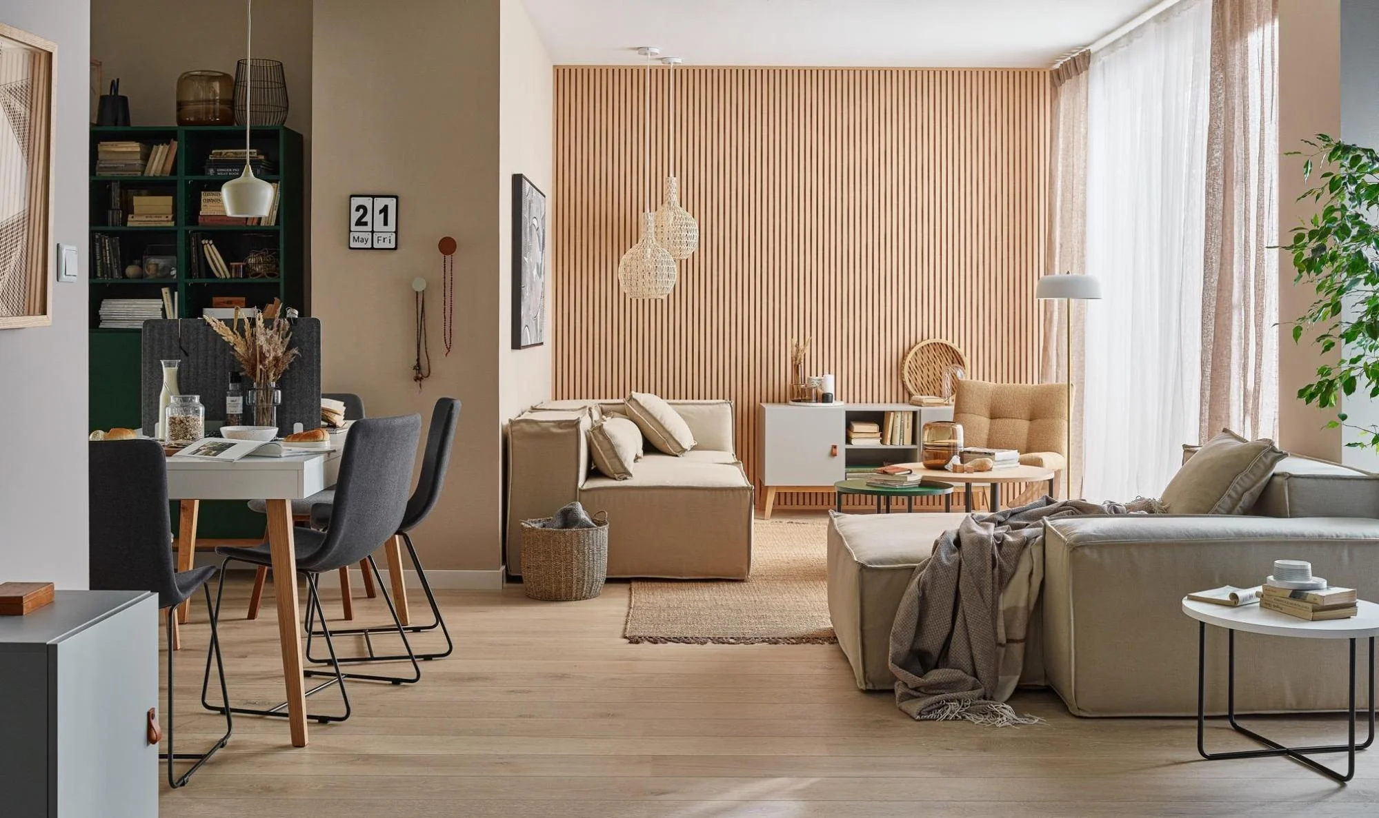 nowoczesny salon z dużą strefą relaksu