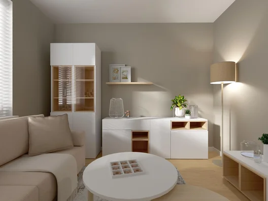 Wygodny salon na 10 m2 z kaszmirowymi ścianami