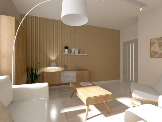 Beżowy salon, który otula przytulnością