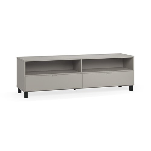 Szafka RTV 180 z czarnymi nogami i uchwytami szary/szary Simple