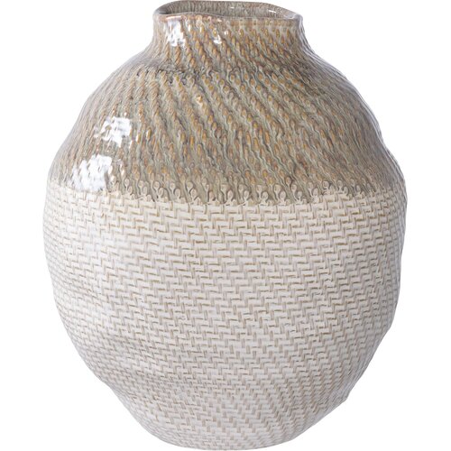 House Nordic green and white ceramic vase