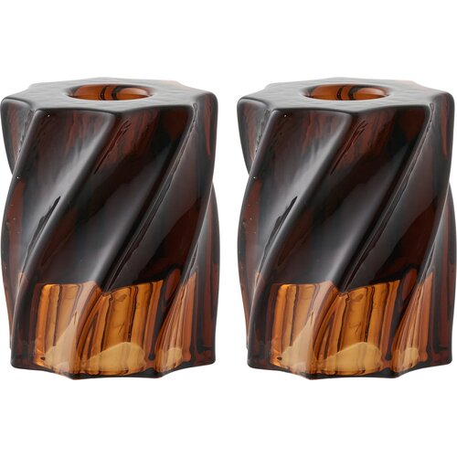 House Nordic candle holder brown glass kpl 2 pcs.