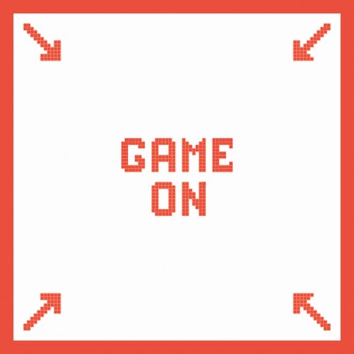 Metal front overlay Game On red Young Users Next