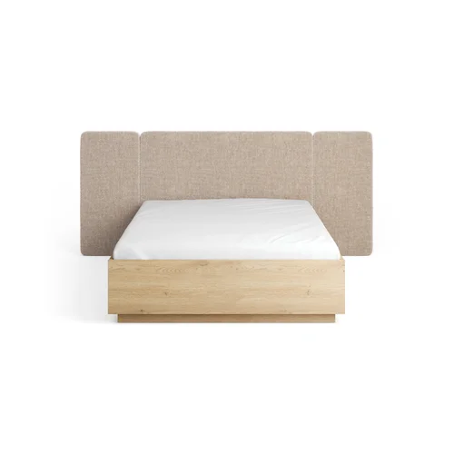 Bed 140x200 with straight wide upholstered headboard Sova
