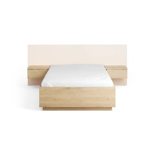 Bed 120x200 with straight wide panel headboard and wall-mounted bedside tables Sova