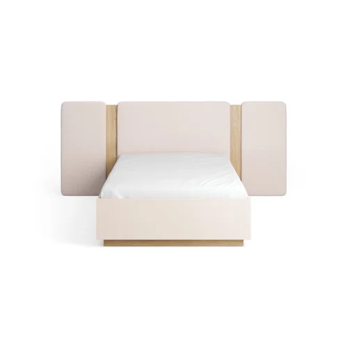 Bed 120x200 with a wide straight upholstered headboard and extensions Sova