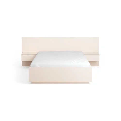 Bed 140x200 with straight wide panel headboard and wall-mounted bedside tables Sova