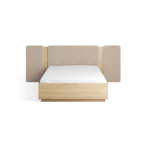 Bed 140x200 with a wide straight upholstered headboard and extensions Sova
