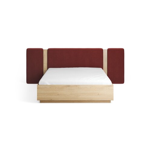 Bed 160x200 with a wide straight upholstered headboard and extensions Sova