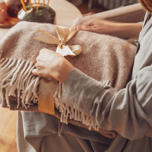 Blanket 150x200 Esten camel colour arrangement