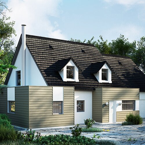 Facade cladding, Kerrafront, Classic, Olive, single panel arrangement