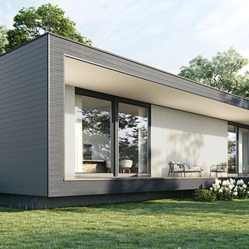 Facade cladding, Kerrafront, Modern Wood, Quartz Grey, double panel arrangement