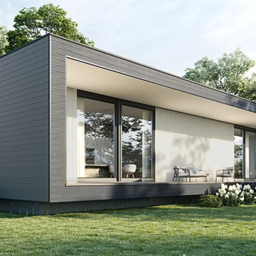 Facade cladding, Kerrafront, Modern Wood, Quartz Grey, double panel arrangement