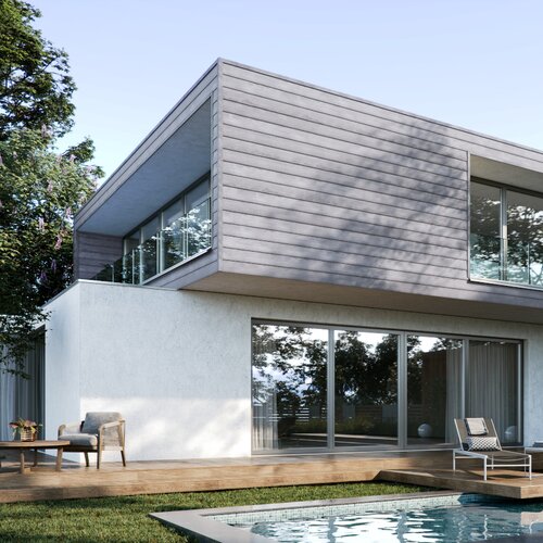 Facade cladding, Kerrafront, Wood Effect, Concrete Oak, single panel arrangement