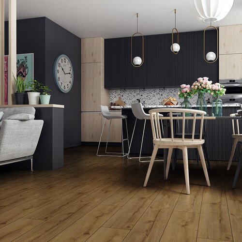 Panele podłogowe SWISS KRONO Platinium Terra Aqua Block Dąb Cracovia d4923 aranżacja