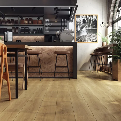 Panele podłogowe Swiss Krono Aurum Sefora Aqua Zero Dąb Ristretto D40494 aranżacja