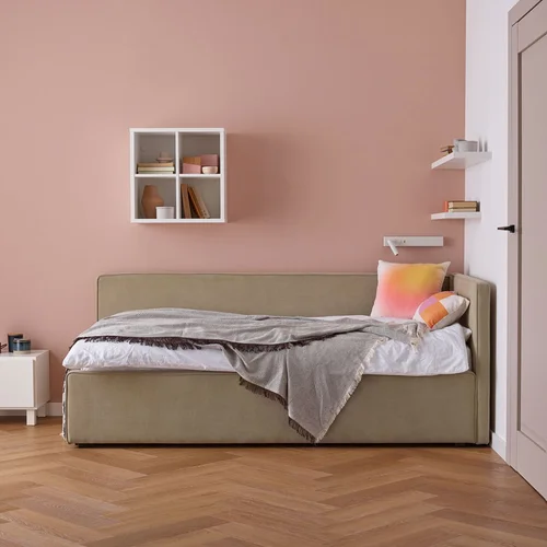 Łóżko tapicerowane narożne prawe 90x200 Nook aranżacja