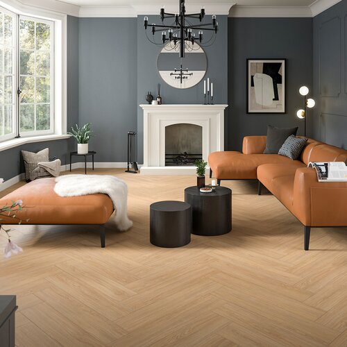 Panele podłogowe EGGER Nature Sense Herringbone Dąb Casella naturalny EL2152 aranżacja