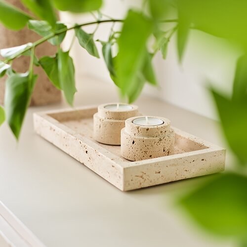 Travertine tray arrangement