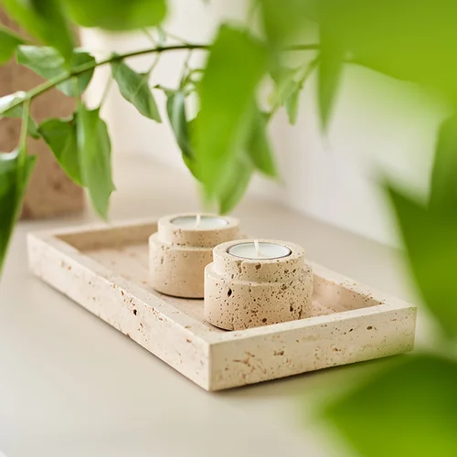 Świecznik na tealighty Travertine kpl 2 szt. aranżacja