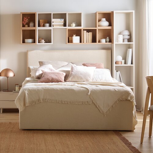Upholstered bed with large storage 160x200 Puric arrangement