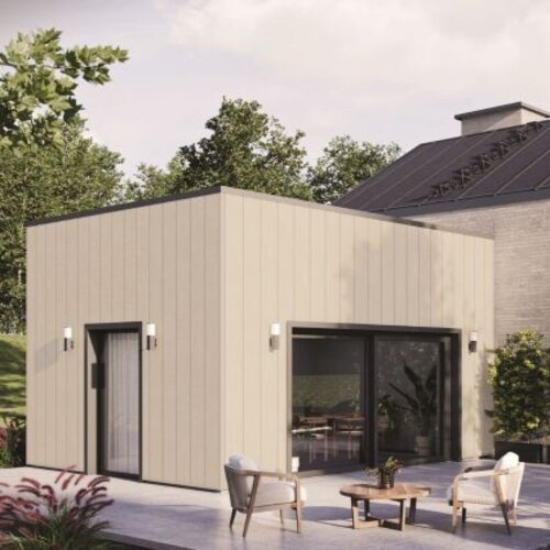 Facade cladding, Kerrafront, Trend, Monolit, Ivory, single panel arrangement