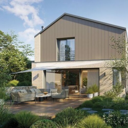Facade cladding, Kerrafront, Trend, Monolit, Taupe, single panel arrangement
