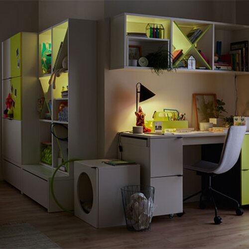 RGB LED backlight with remote control, 2-piece set white Young Users Next arrangement