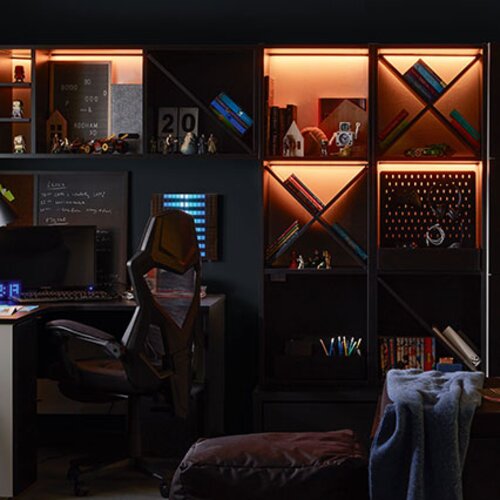 RGB LED backlight with remote control, 2-piece set black Young Users Next arrangement