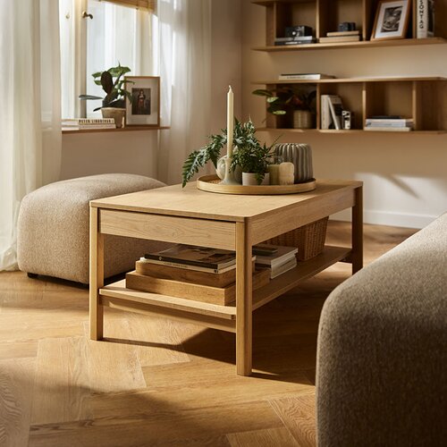 Rectangular coffee table with drawer Well arrangement