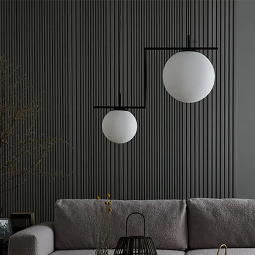 Lampa wisząca Zac 2 klosz mleczny aranżacja