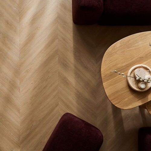Panele SPC VINTRA Grenoble Oak ze zintegrowanym podkładem aranżacja