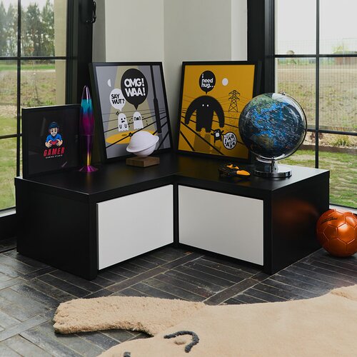 Corner platform with pull-out drawers Young Users Next arrangement