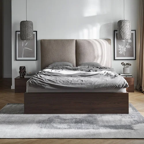 Bed 160x200 with a soft upholstered headboard Sova arrangement