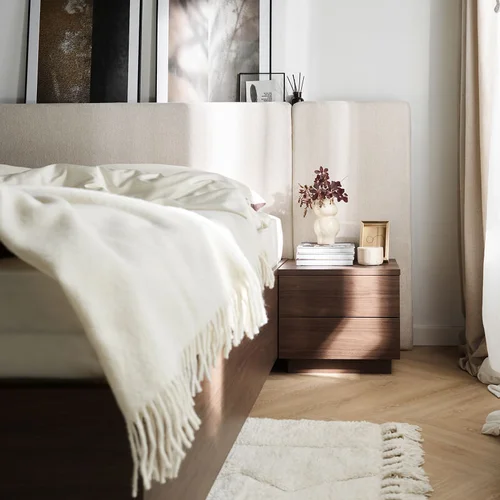 Bed 160x200 with straight wide upholstered headboard Sova arrangement