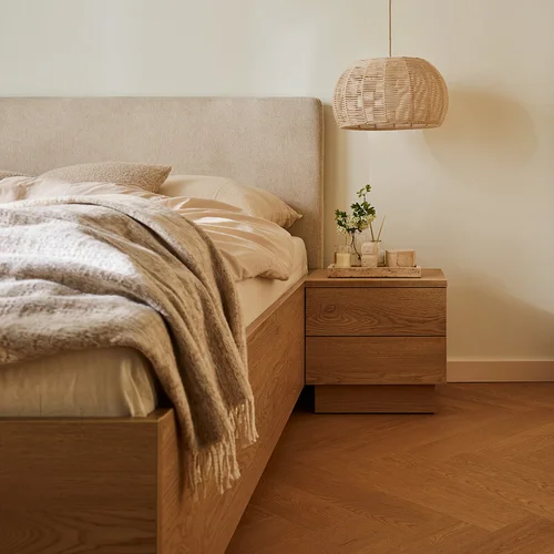 Bed 140x200 with straight upholstered headboard Sova arrangement