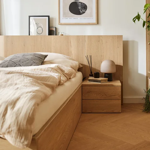 Bed 160x200 with straight wide panel headboard Sova arrangement