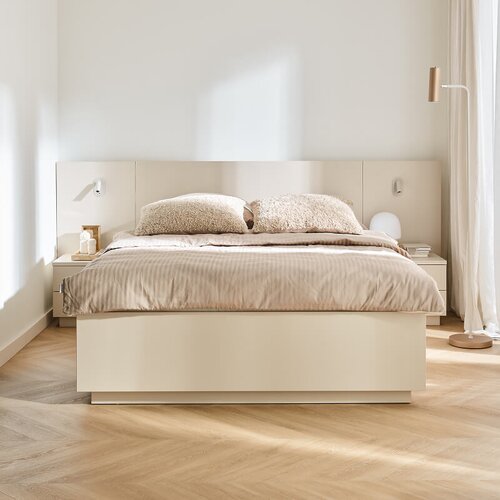 Lit 140x200 avec appui-tête droit et large en panneau Sova Arrangement