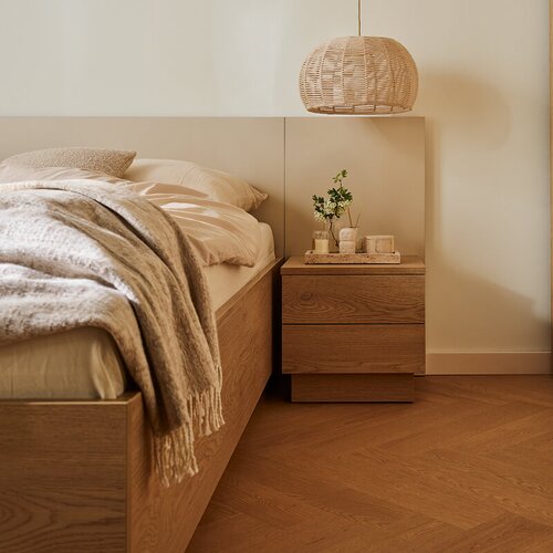Lit 120x200 avec appui-tête droit et large en panneau Sova Arrangement