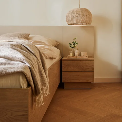 Bed 120x200 with straight wide panel headboard Sova arrangement